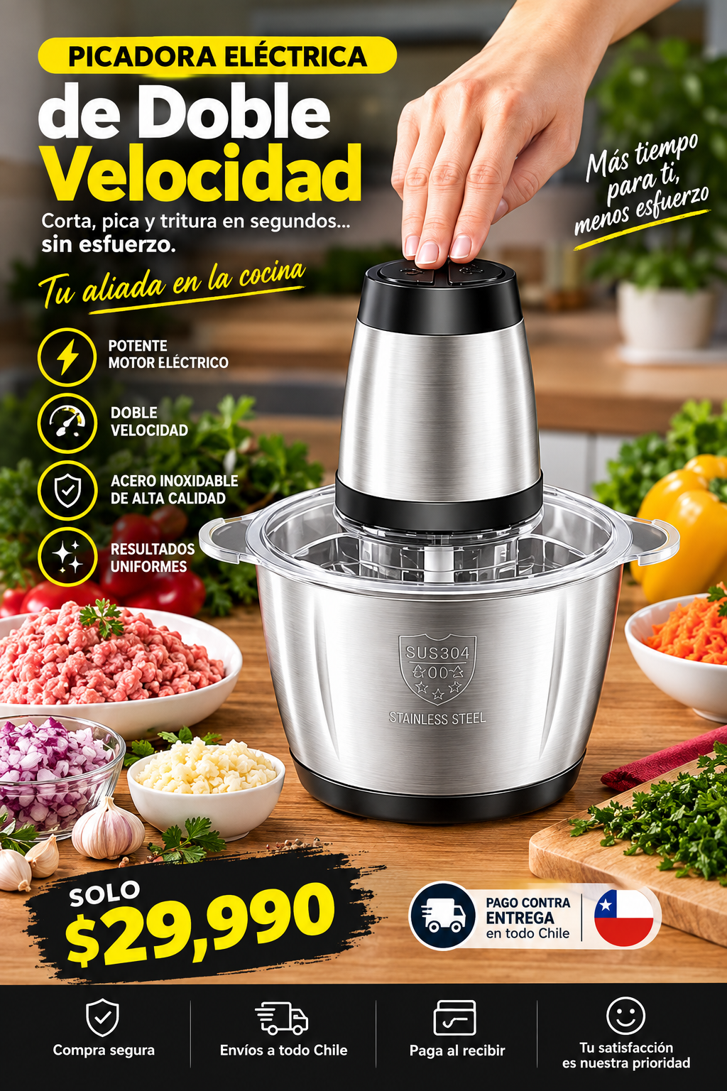 Picadora Eléctrica de Doble Velocidad