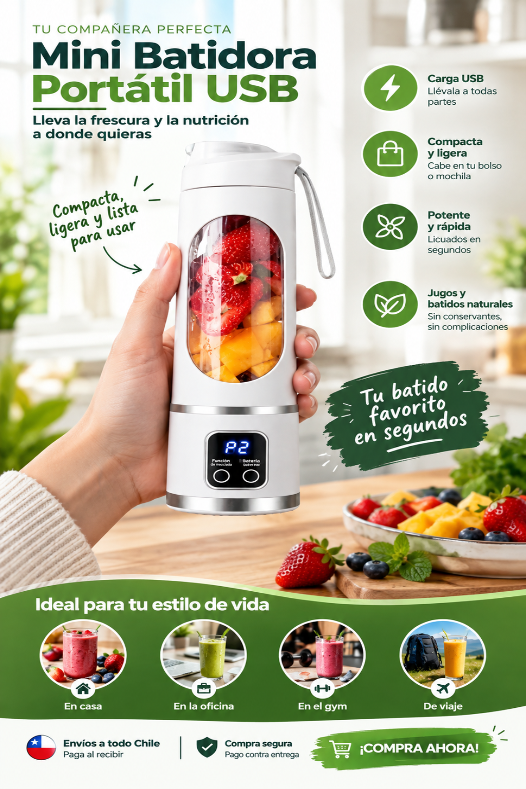 MixGo™ — Mini Licuadora Portátil USB